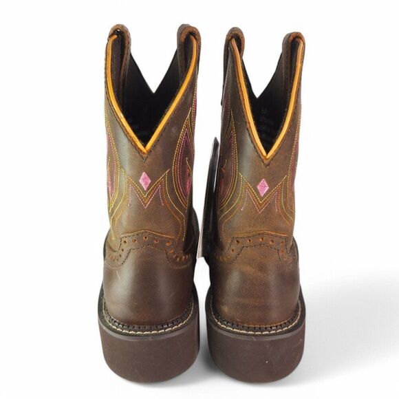 Justin Gemma 8" Round Toe Western Cowboy Boots Dark Brown GY9526 Women's 7B - Picture 5 of 10
